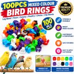 100pcs Mixed Colour Bird Rings Leg Band Finch Canary Poultry Chicks Clip Bands
