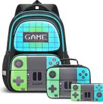 Beaulyn School Backpack for Boys,Gamer School Bag Set for Kids with Lunch Box P