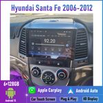 9'' Wireless CarPlay 6/128GB Head Unit Car radio For Hyundai Santa Fe 2006-2012