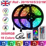 1-20m LED Strip Lights 5050 RGB Colour Changing Tape Cabinet Kitchen TV Lighting