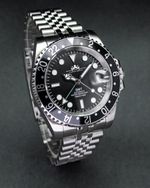 Vintage Black GMT, Sapphire Crystal, Seiko NH34 Movement, 200m WR, Mod Watch.