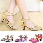 2023 UK Stock Women's Latin Ballroom Party Tango Modern Salsa Heeled Dance Shoes