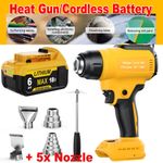Cordless Hot Air Gun Electric Heat Gun with Nozzle for Dewalt 18V Li-ion Battery