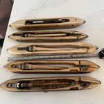 Job lot Collection of 5 Vintage Industrial Wooden Loom Flying Shuttles.  Weaving