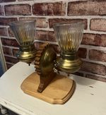 2 REWIRED Refurbished Antique Wall Sconces Art Deco Gold Lamp