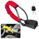 Car Steering Wheel Lock with Seat Belt Socket Steel Rope for Truck SUV Van RV wi