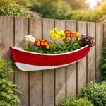 Nautical Red Boat Wall Planter – Fibreglass Hanging Cobble Boat Garden & Home