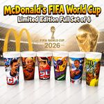 McDonald's Full Set of 6 Cups NEW FIFA World Cup 2026 Sealed Ronaldinho Beckham