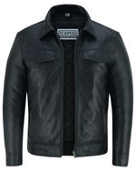 Mens Leather Casual Biker Jacket Shirt Soft Motorcycle Genuine Biker Style Fit