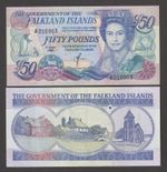 UNC Falkland Islands £50 Fifty Pounds Banknote 1990 British Queen Elizabeth QE2