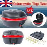 XL 35L Motorcycle Top Box Motorbike Scooter Rear Luggage Storage Back Case Black