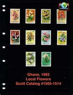 $6.50 Scott Value - 1993 GHANA Flowers Wildlife West Africa CV MNH NH UMM