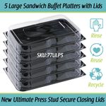 Large Sandwich Platter with Lids x 5 Catering Cake Buffet Party Platters Trays
