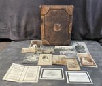 Victorian Leather Bound Photo Album Full of Period Photographs Memoriam Cards
