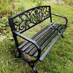 2 Seater Metal Garden Bench Outdoor Patio Seat Furniture Chair Seating Black