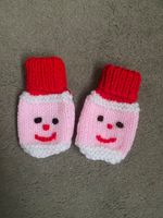 Hand knitted Father Christmas mittens to fit 6/9 months baby