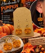 Resin Handcrafted Lightweight Orange Pumpkin Hook Dangle Earrings for Women