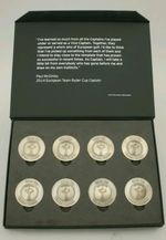 Set of rare Winning Ryder Cup Captain Medals Golf Ball Markers in display box