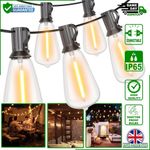 Outdoor Festoon Garden String Lights 24ft | 25 Bulbs IP65 Outdoor Patio & Party