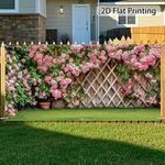 Rose Vine Bamboo Fence Garden Garage Door Banner Fabric Holiday Party BackdropBH