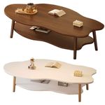 2 Layer Coffee Table Cloud Tea Table Modern Living Room Desk W/ Storage Shelf