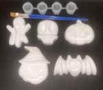 Halloween Ready-to-Paint Pottery Ornament Kit with 4 paint you pick