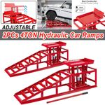 4 ton Hydraulic Car Ramps 2PC Heavy Duty Garage Auto Van Bottle Lift Jack Ramp