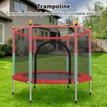 5FT Kid Trampoline With Safety Net Enclosure Children Outdoor Garden Fun Toy