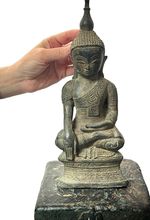 ANTIQUE BRONZE BUDDHA SE ASIA THAI / LAO BHUMISPARSHA RITUAL VOTIVE 18th/19th c