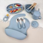 Melabama Baby Weaning Set Silicone 10pc Feeding Kit BPA Free Suction Bowl Bib