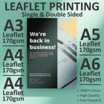 Flyer/ Leaflet Printing Full Colour on 170gsm Gloss A3 A4 A5 A6 A7 Flyer Printed