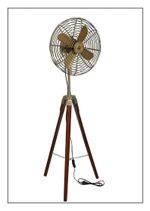 Antique Brass Floor Standing Electric Fan Royal Navy London Fan With Wood Tripod