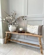 Handcrafted Farmhouse Style Bench with Wooden Legs for Home Decor
