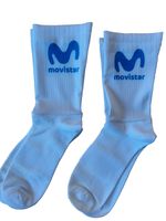 2 x Pairs Of Movistar Aero Socks White Size 9-11 - Brand New