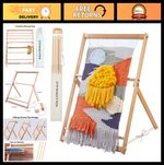 25.2” H x 19.3” W Weaving Loom with Stand - Extra-Large Wooden Craft Frame for B