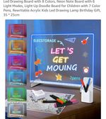Led Drawing Board with 8 Colors, Neon Note Board with 6 Light Modes, Light Up Do