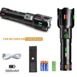 High Powered 500000Lumens LED Rechargeable Flashlight Torch 5 Lighting Modes