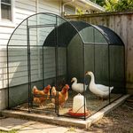 Large Metal Chicken Run Coop Walk-in Poultry Duck Pen Garden w/Waterproof Cover