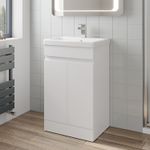500mm Free Standing Vanity Unit 1TH Basin Sink Gloss White Flat Pack Bathroom