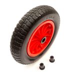 3.50-8 Wheel Solid PU Tyre 14" 35mm/25mm/13mm Bore Options 90mm Hub Wheelbarrow