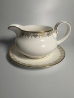 Royal Doulton Gold Lace Gravy Boat & Stand H4989 Bone China England Vintage