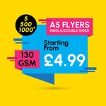 A5 Flyers Leaflets Printed 130GSM Silk - 500/1000/5000/10000