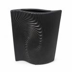 Textured Black Ceramic Vase 25cm – Ripple Wave Design Modern Home Decor