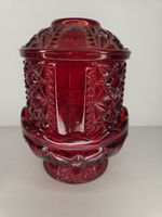 Vintage Indiana Glass Stars and Bars Ruby  Red Fairy Lamp No Chips Or Cracks