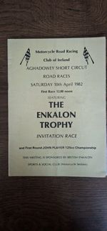 Motorcycle Racing Programme 1982 Aghadowey Northern Ireland  The Enkalon Trophy