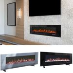 50/60/72" Electric Fire Media Wall Glass Fireplace LED Free Stand/Insert Mounted