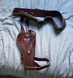 Brown Leather Gun Holster Harness for Pistol, Adjustable, Hunting Set