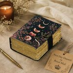 Moon Phase Leather Journal, Celestial Diary, Deckle Edge Paper Grimoire Notebook