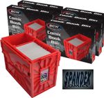 1 Case (5) BCW Red Short Comic Book Box Bin | Heavy Duty Acid Free Plastic Stack