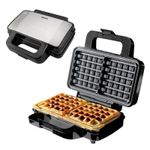 Belgian Waffler Maker Large 2 Slice Square Non-Stick Hot Plates Black/Silver